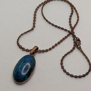 Copper Blue Stone Pendant Necklace